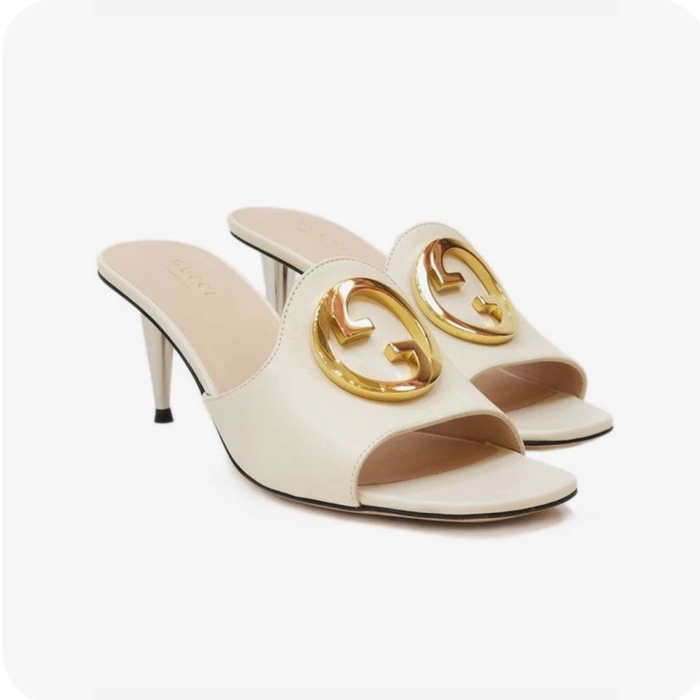GUCCI Blondie Ivory Leather Mules NIB Size 42